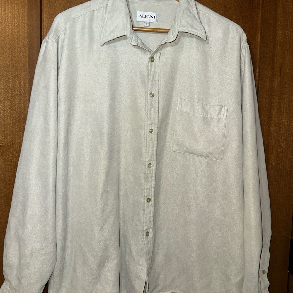 Alfani Mens XL Button Up Shirt Gray Long Sleeve Casual Lightweight Soft